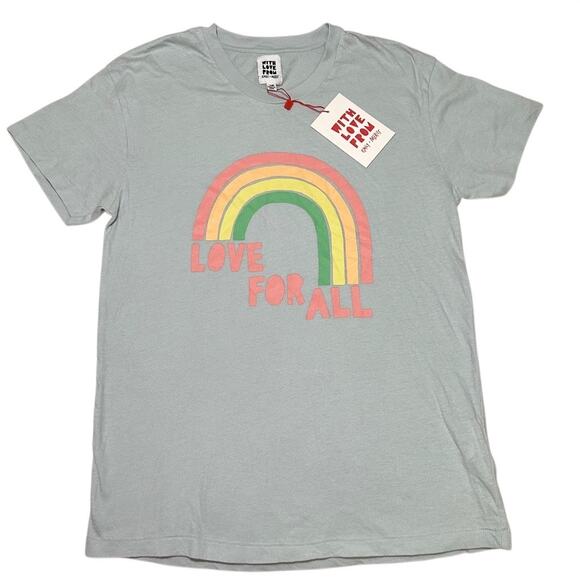 With Love From Emily + Meritt The Slim Tee Love For All Size XS Mist Blue - Picture 7 of 10